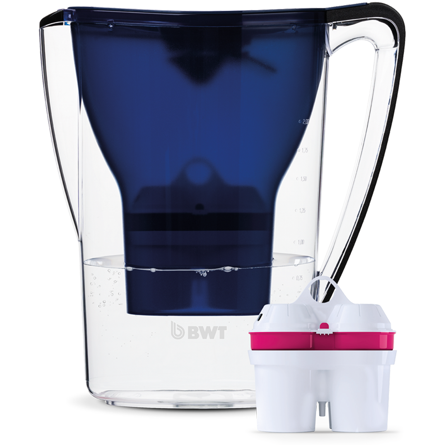 Blue BWT water filter jug 2.7L BPA-free pitcher